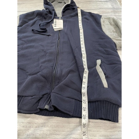 Zity Mens 3XL Jacket Blue Grey Hooded fleece full zip D7 - Picture 6 of 8